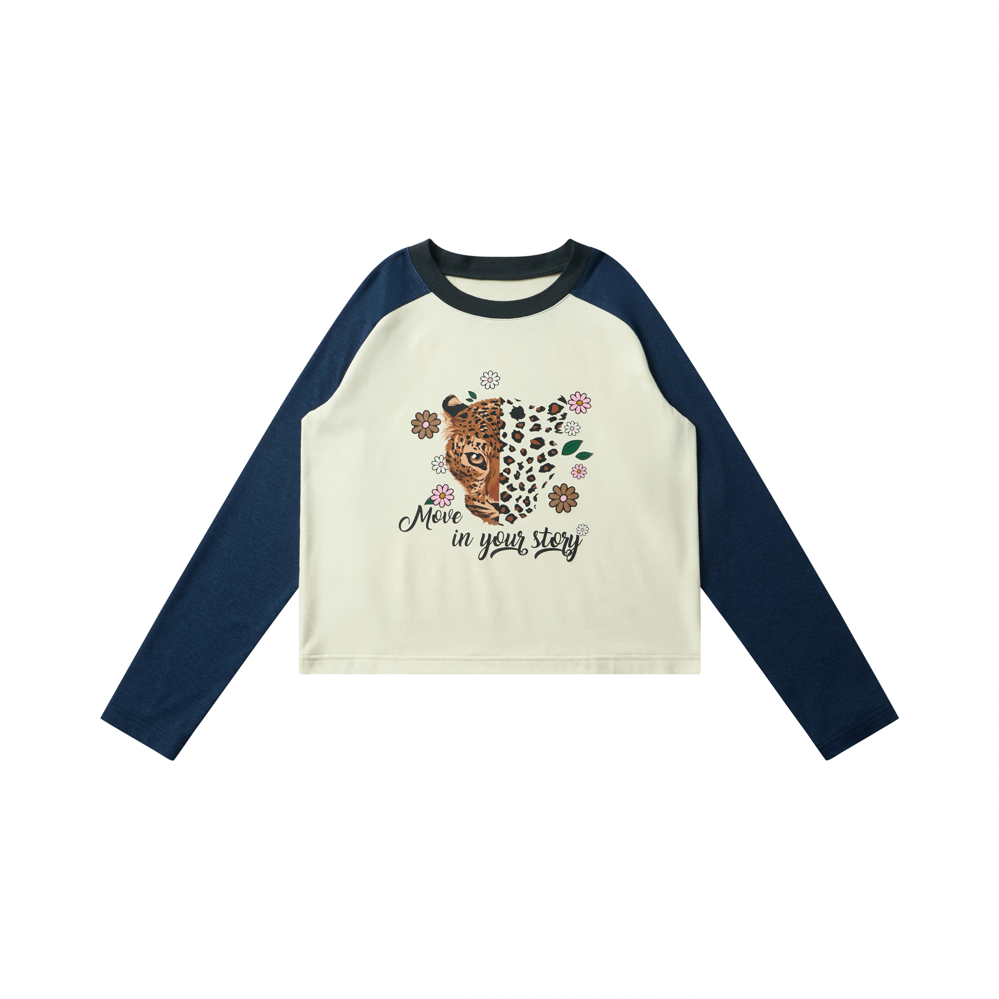 여성 크롭 라운드 티셔츠